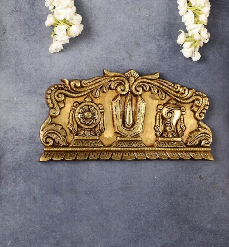 Brass Balaji Shanku Chakra Wall Panel