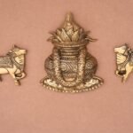 Brass Kalash and Cow Wall Hanging