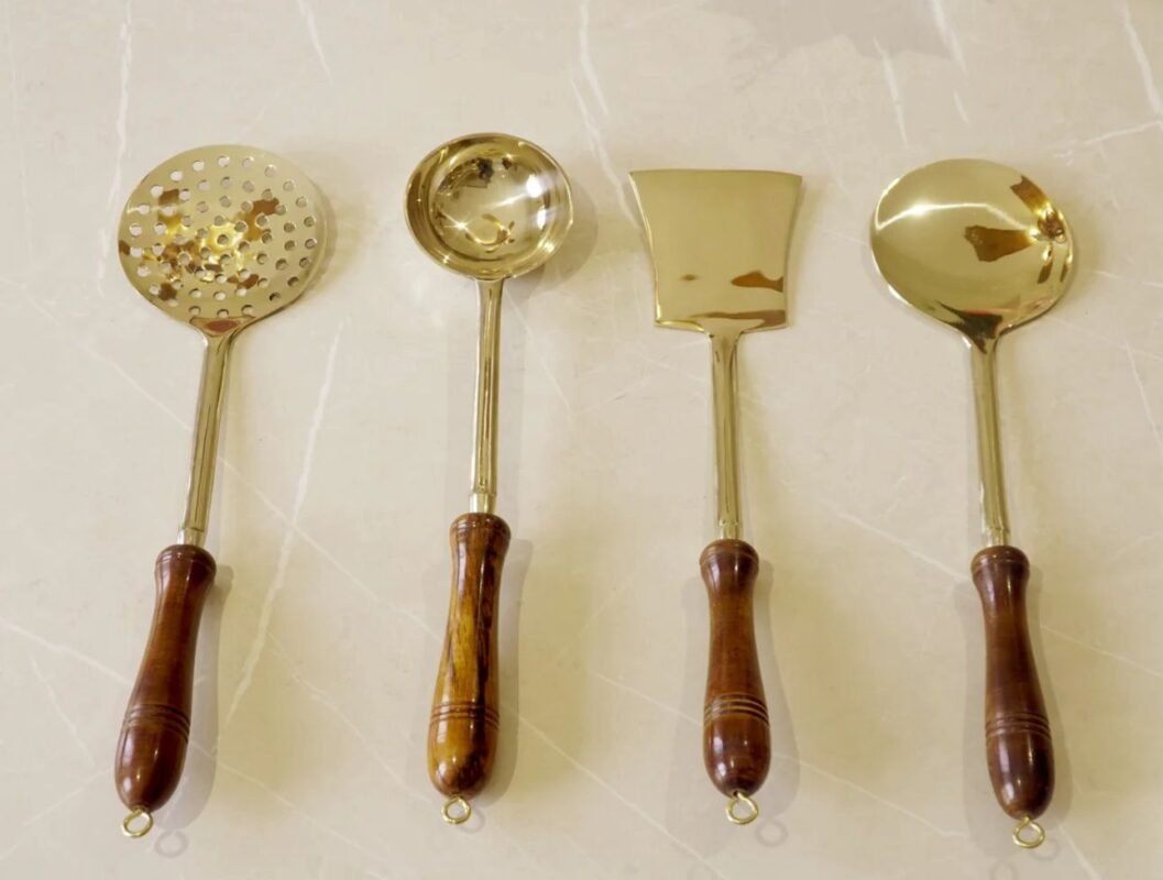 Brass Kitchen Serving Utensils Set