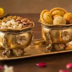 Festive Brass Snack Bowl Tray Set