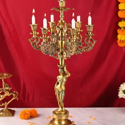 Ornate Brass Seven Candle Candelabra